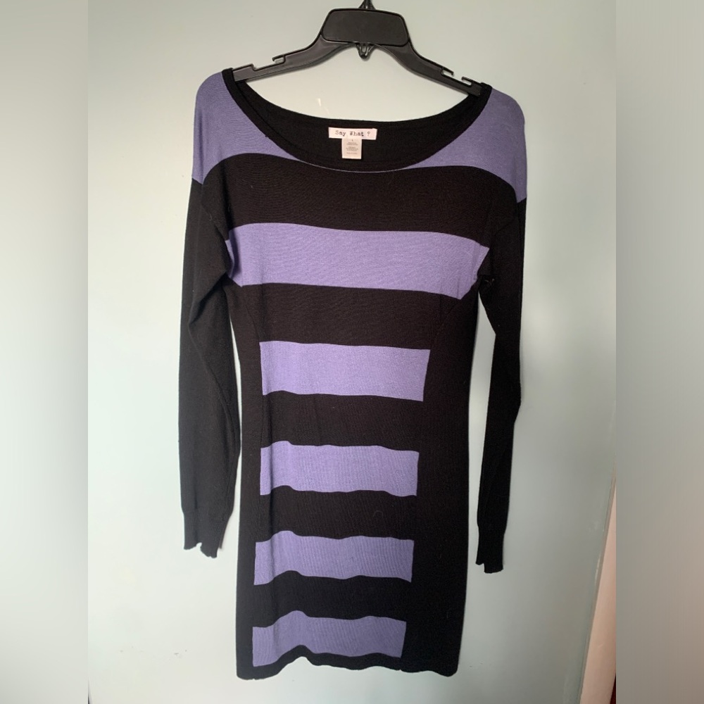 Black and blue long sleeve bodycon dress size large